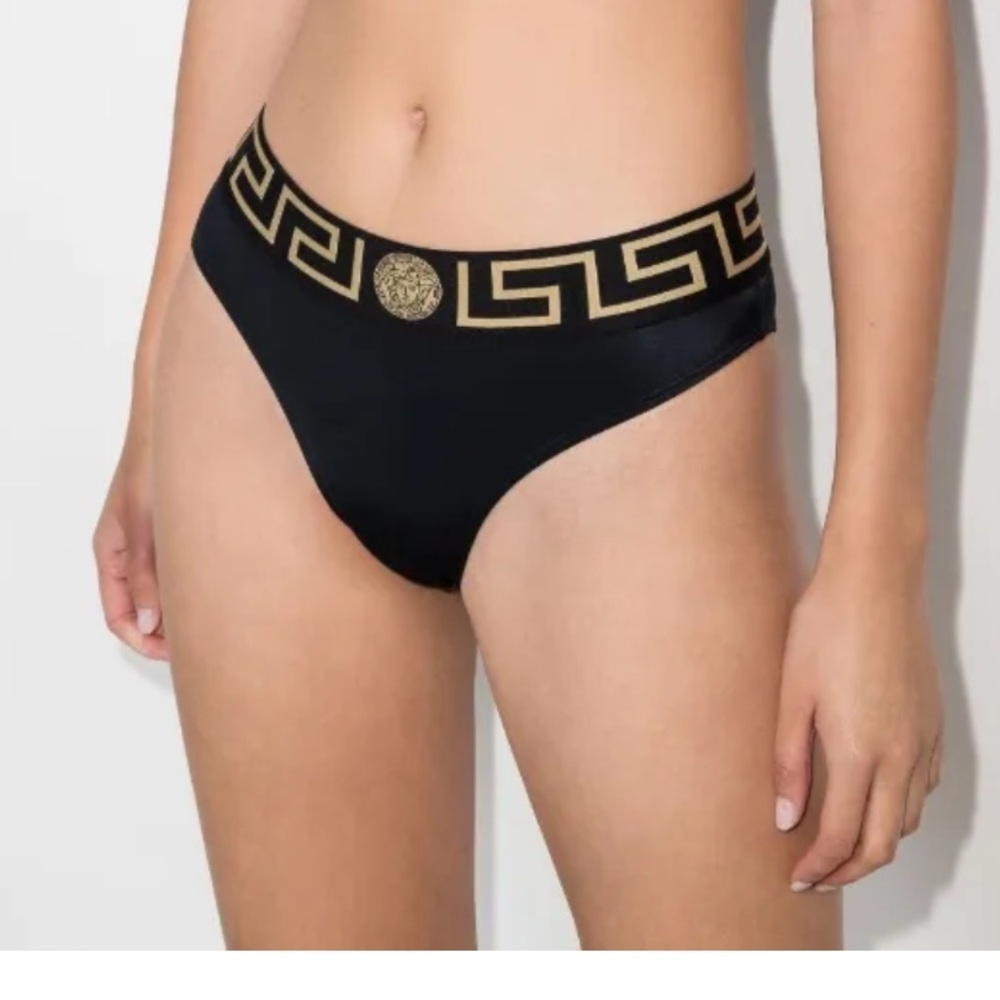 Versace Black and Gold Medusa Bikini Bottoms